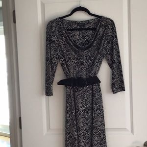 Tahari black and white print dress